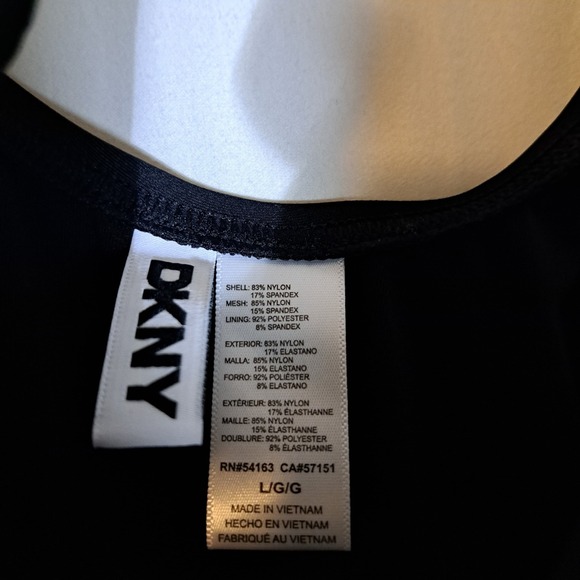 DKNY Ruffled Plunge V-Neck One Piece Women's Size Large  Black NEW $79.99 - Picture 9 of 11